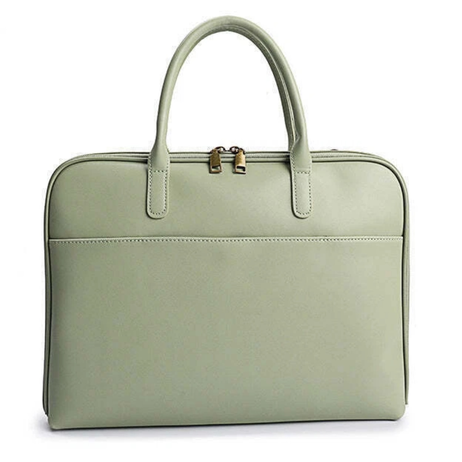 Geantă business laptop 14 inch, piele naturală, compartimentare inteligentă, curea detașabilă, verde, 38x28x5cm