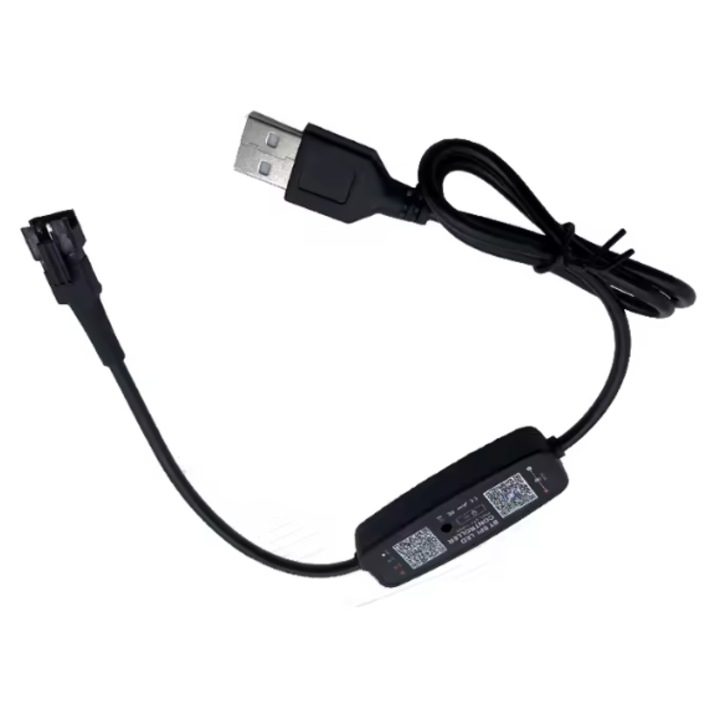 Controler banda LED RGB dinamic, Bluetooth, suporta muzica, 5V-12V, 120 efecte, pana la 1024 pixeli