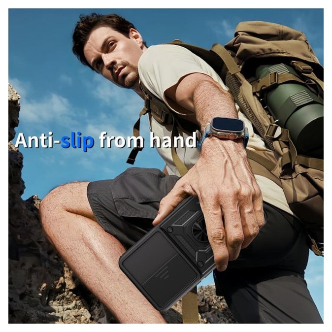 Husa Spate Upzz® Camshield Compatibila Cu Oppo Reno14 F / 14 FS 5G, Protectie La Camere, Inel Metalic, Stand - Negru