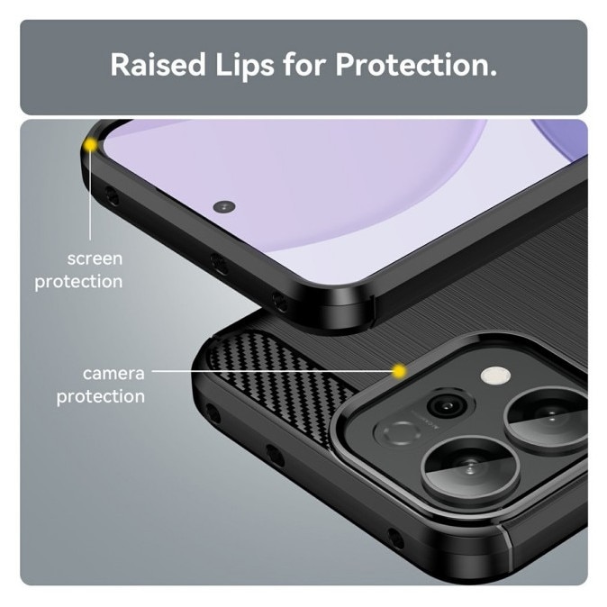 Husa Spate Upzz® Carbon Pro, Compatibila Cu Oppo Reno14 F / 14 FS 5G, Protectie Perfecta, Silicon, Black