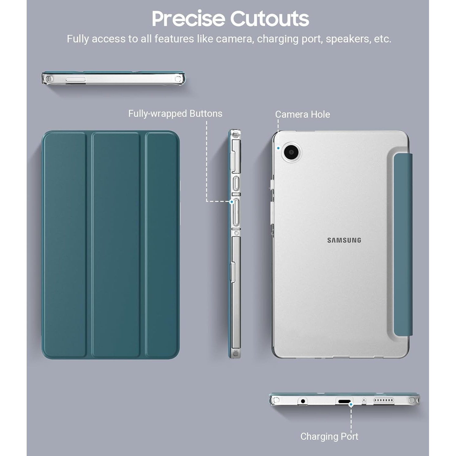 Husa premium pentru Samsung Galaxy Tab A11+/A9+(2025/2023), 11", Sigloo, interior de piele sintetica, suport Smart Pen, rezistent la socuri, Verde