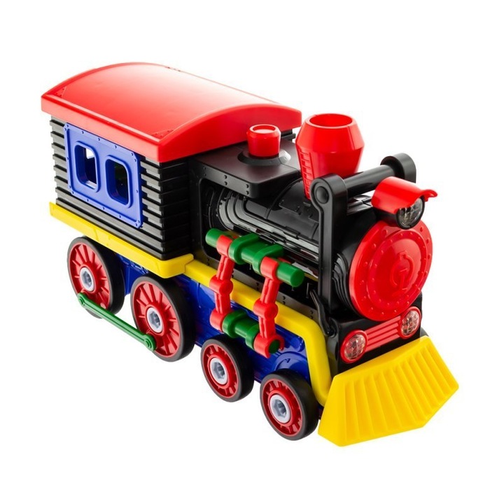 Játék mozdony, EUROBABY ZABAWKI, 76 darab, fényhatások, 21x8.5x14cm