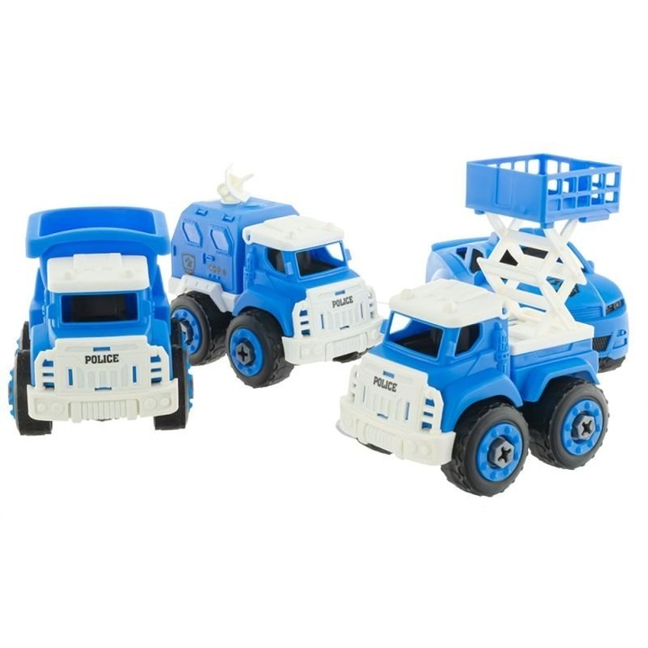 Rendőrségi járműkészlet, 4 kisautó, 11x9cm, EUROBABY ZABAWKI, 3+ év