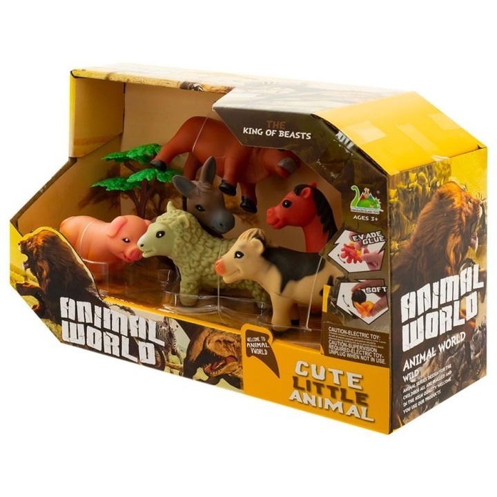 Комплект играчки животни, EUROBABY, 11x5x2 см, многоцветен