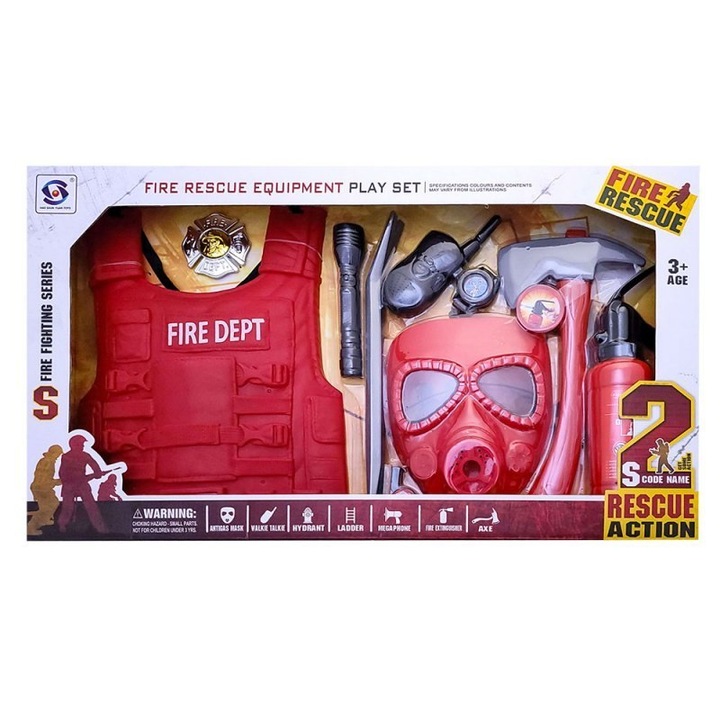 Set accesorii pompier, EUROBABY ZABAWKI, 60x35x6 cm, pentru copii 3+