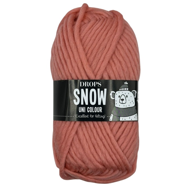 Fir gros 100% lana DROPS Snow, ideal pentru impaslire si tricotat, Oeko-Tex, Roz Piersica, 50g/50m