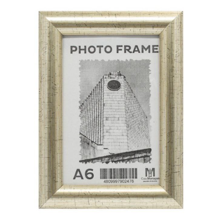 Rama foto A6, argintie, suport de birou, design clasic, 10x15 cm