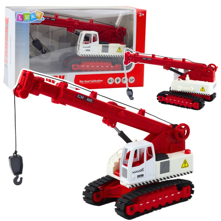 Macara pe senile LEAN Toys, cabina metalica, efecte luminoase si sonore, 24,5x14x9cm, set cu 3 baterii AG13