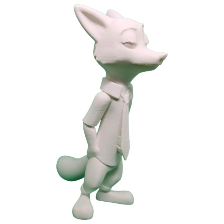 Figurina vulpe Nick Wilde Zootopia 2, IMALDI PRO, alb mat, 15 cm, print 3D PLA