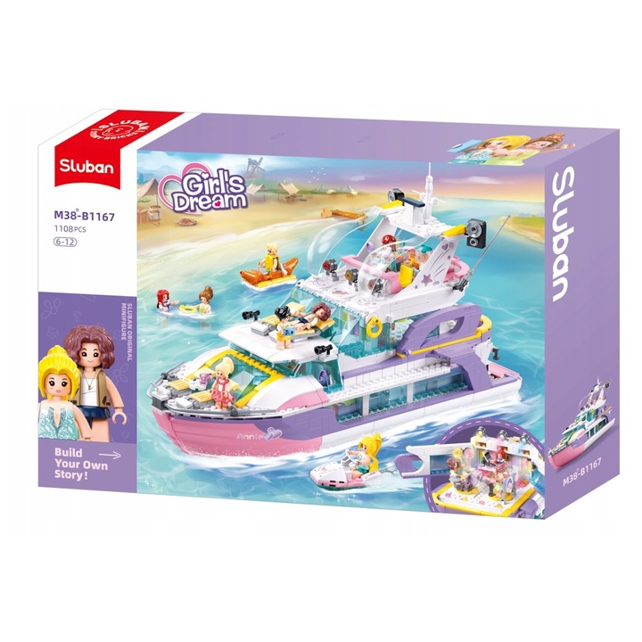 Set de constructie, Jacht, SLUBAN, 1108 elemente, 8 figurine, 42,1cm, pentru copii peste 6 ani