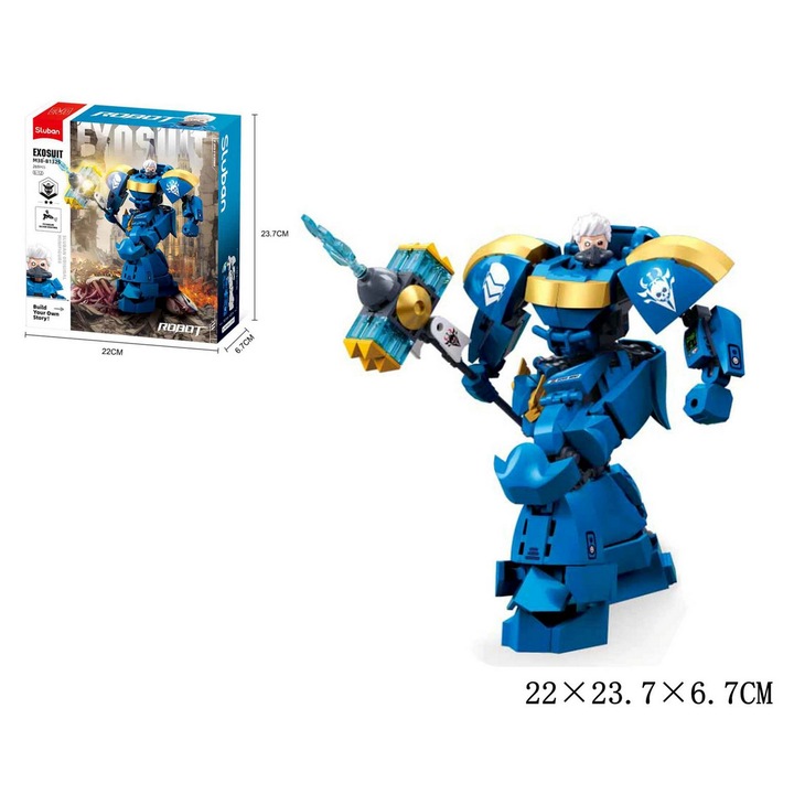 Set de constructie SLUBAN Robot Niebieski 269 elemente, model M38-B1325