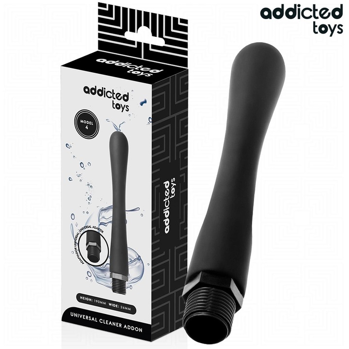 Vibrátor Addicted Toys Model 4, fekete, 19cm, univerzális adapterrel