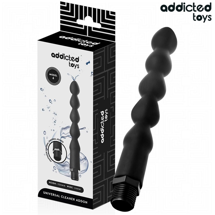Vibrator Addicted Toys Model 6, rugalmas PVC és ultra-puha szilikon, fekete, 225x26mm