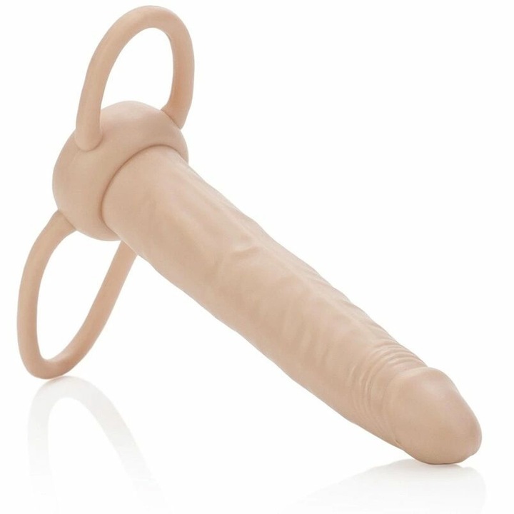 Aparat dublu de penetrare CalExotics, TPR, transparent, 13cm, cu sistem de suport