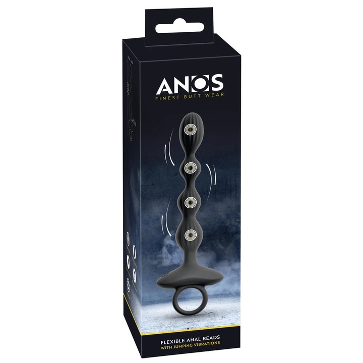 Vibrátor, ANOS Rugalmas Gyöngyök, 10 vibrációs mód, rugalmas, fekete, 21,1 cm