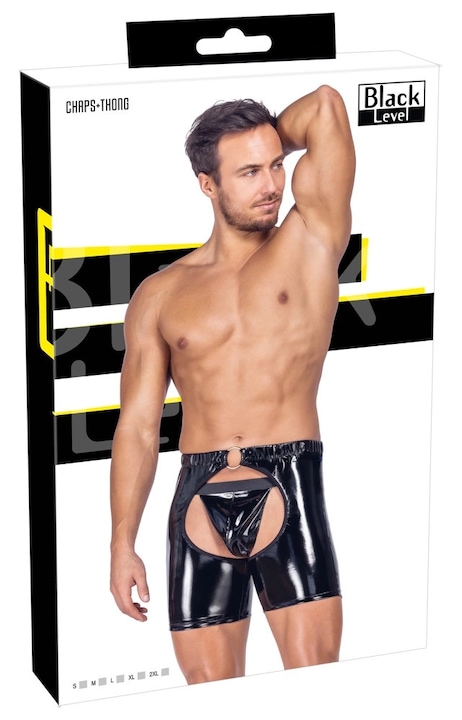 Fekete, rugalmas nadrág Black Level gyűrűvel, szexi fehérnemű