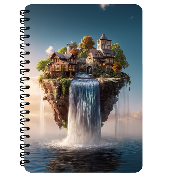 Agenda A5, Insula Plutitoare, Coperta Mdf, Spira Metalica, 130 Pagini