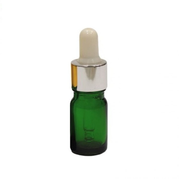 Sticla verde cu pipeta, capac pipeta argintiu/cauciuc alb, 5ml