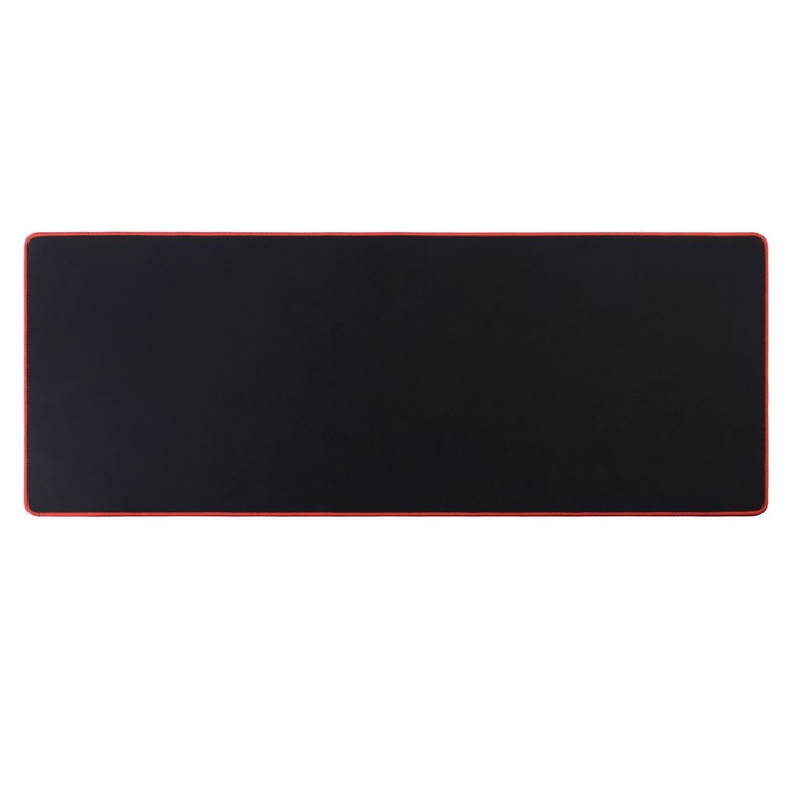 Mouse Pad Gaming 2XL, Negru cu Margine Rosie, Antiderapant, 300x600x2mm