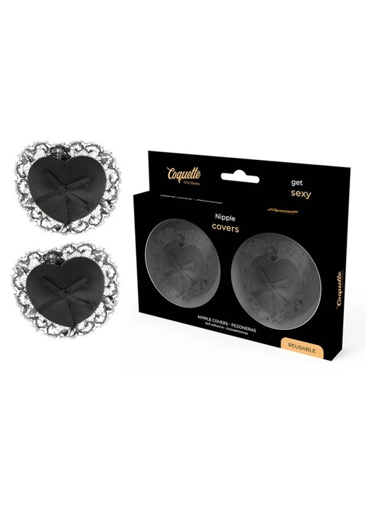 Melltakaró, szexi, Coquette, öntapadós fekete csipke, Egy méret INTL