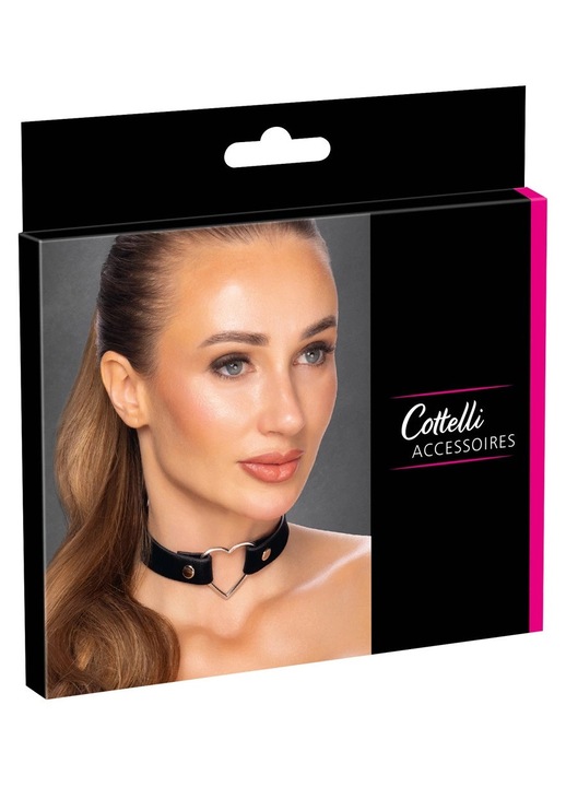 Szexi fojtó nyaklánc, Cottelli, állítható, fekete 31-42CM, Egy méret INTL