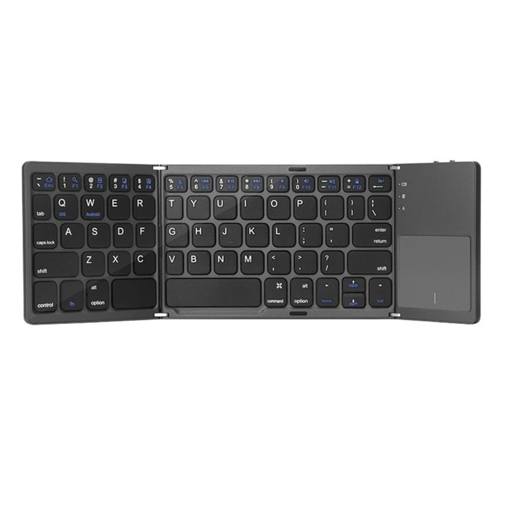 Tastatura Bluetooth pliabila cu touchpad, wireless, ultra subtire, reincarcabila, pentru iOS, Android si Windows