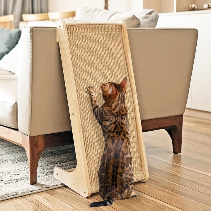 Placa de zgariat pentru pisici, rampa de zgariat din sisal, zgarietoare de interior in forma de L, 71.7cm * 33cm * 26.5cm