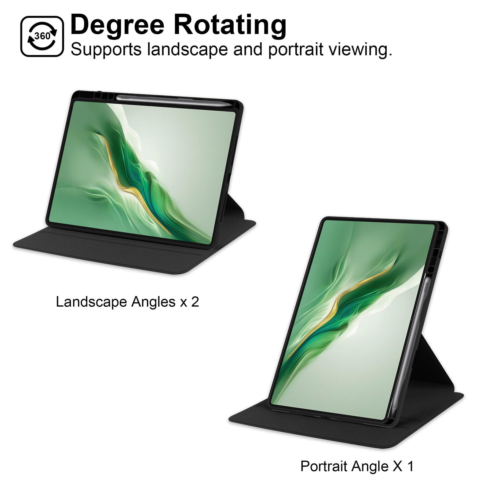 Husa tableta, design rotativ 360, slot pentru stilou, negru transparent, pentru Honor Pad 10 12.1-inch 2025