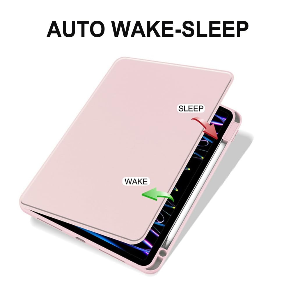 Husa tableta, pentru HUAWEI MatePad 11.5 inch/Air 11.5 inch, pentru tablete cu slot pentru stilou, acrilic 360 ° design rotativ, trezire automata / somn, Roz transparent