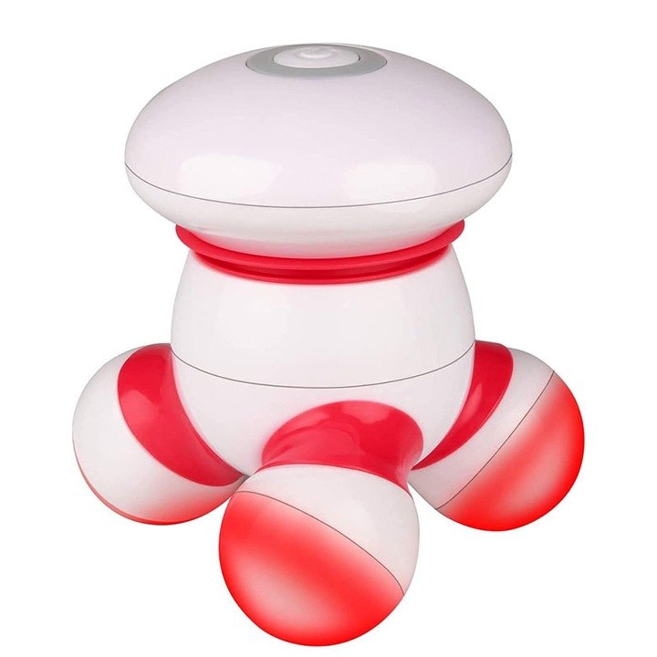 Hordozható masszírozó készülék, Garsonal, LED fényekkel, elemes működés, kompakt kialakítás, 11x11x10cm, fehér