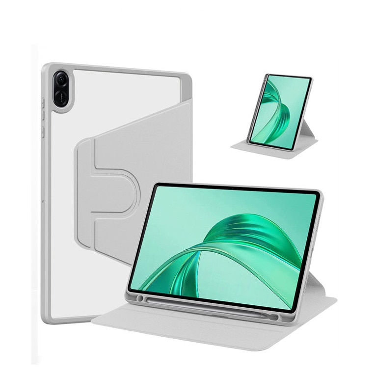 Husa tableta, pentru Honor Pad X8a 11 Inch, pentru tablete cu slot pentru stilou, acrilic 360 ° design rotativ, trezire automata / somn, Gri transparent