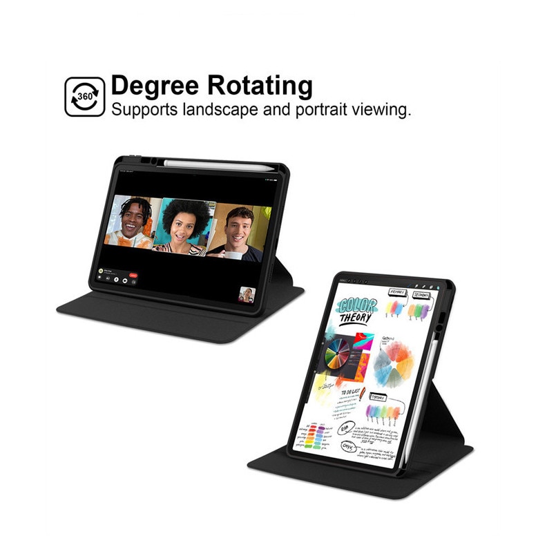 Husa tableta, pentru HUAWEI MatePad 11.5 inch/Air 11.5 inch, pentru tablete cu slot pentru stilou, acrilic 360 ° design rotativ, trezire automata / somn, Negru transparent