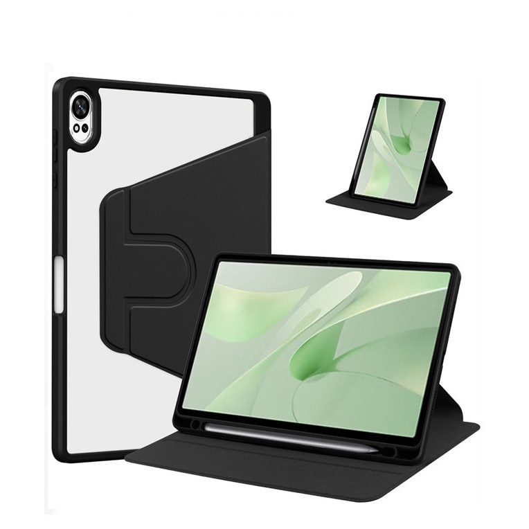 Husa tableta, pentru HUAWEI MatePad 12X, pentru tablete cu slot pentru stilou, acrilic 360 ° design rotativ, trezire automata / somn, Negru transparent