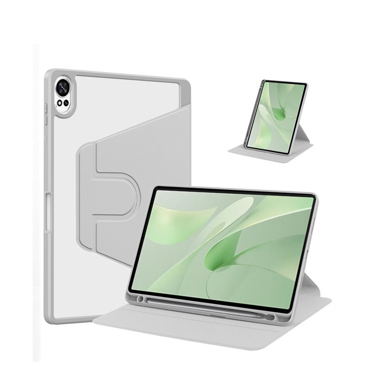 Husa tableta, pentru HUAWEI MatePad 12X, pentru tablete cu slot pentru stilou, acrilic 360 ° design rotativ, trezire automata / somn, Gri transparent