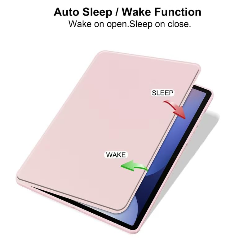 Husa tableta, pentru HUAWEI MatePad 12X, pentru tablete cu slot pentru stilou, acrilic 360 ° design rotativ, trezire automata / somn, Roz transparent