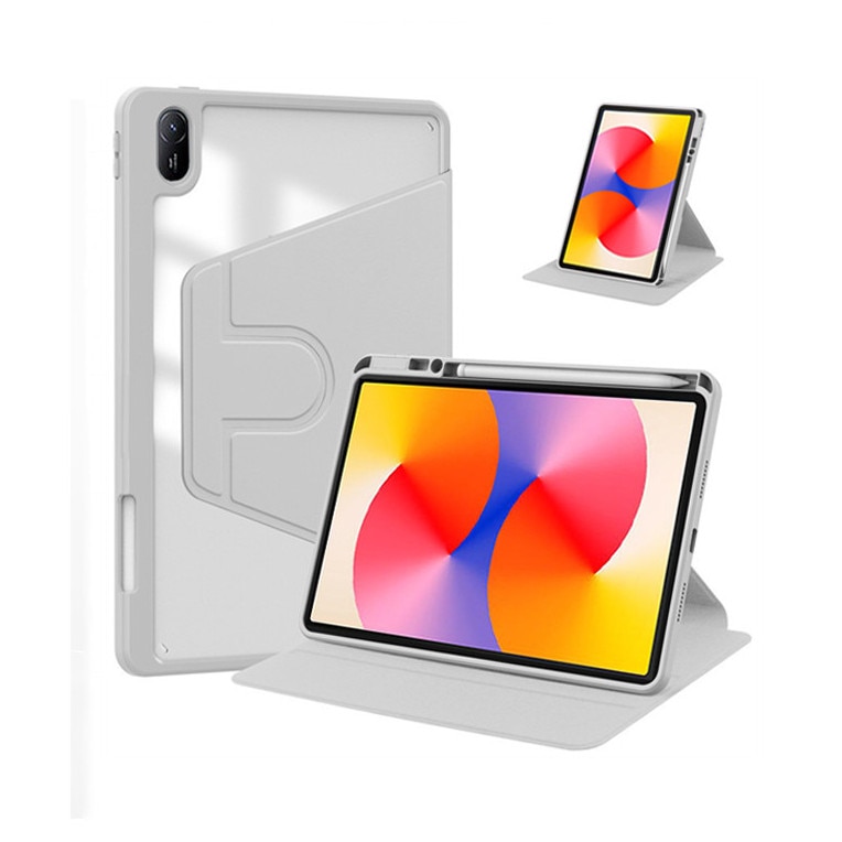Husa tableta, pentru HUAWEI Matepad SE 11 inch, pentru tablete cu slot pentru stilou, acrilic 360 ° design rotativ, trezire automata / somn, Gri transparent