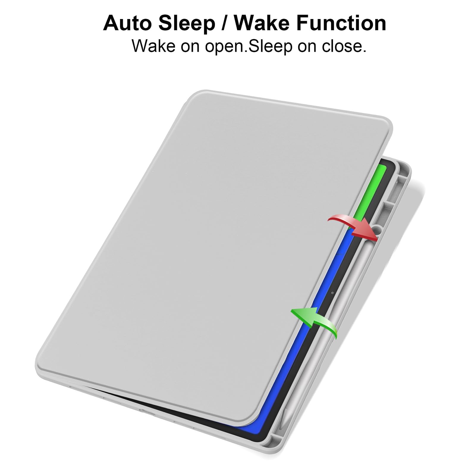 Husa tableta, pentru Lenovo Idea Tab Pro 12.7 Inch, pentru tablete cu slot pentru stilou, acrilic 360 ° design rotativ, trezire automata / somn, Gri transparent