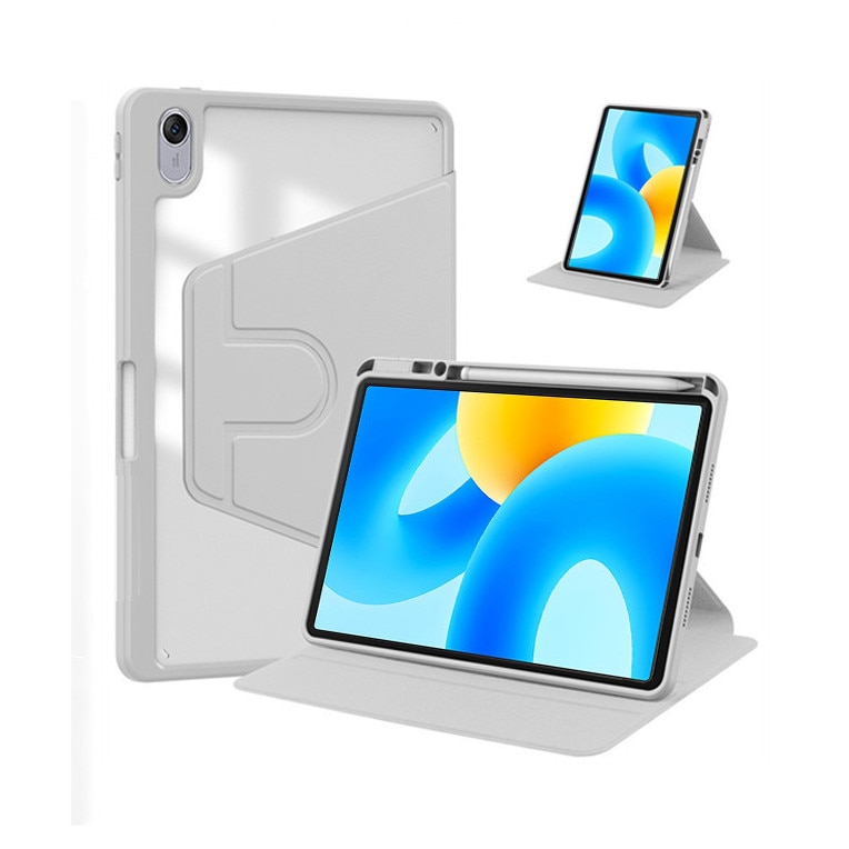 Husa tableta, pentru Redmi Pad 2 11-inch 2025, pentru tablete cu slot pentru stilou, acrilic 360 ° design rotativ, trezire automata / somn, Gri transparent