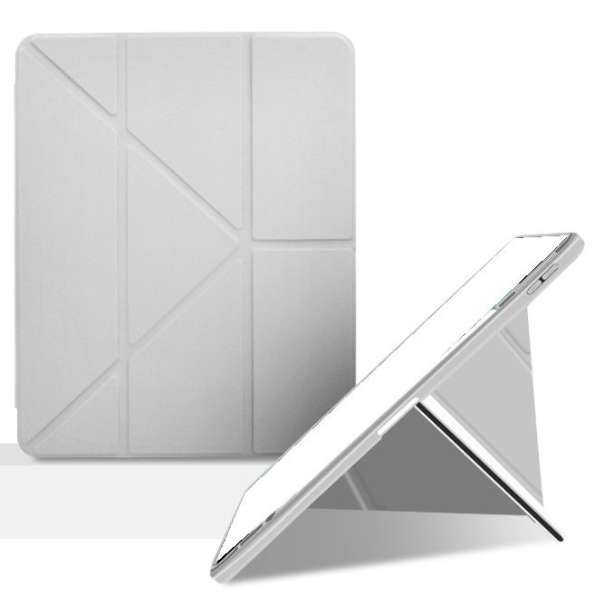 Husa tableta, pentru Redmi Pad Pro 12.1-Inch / Xiaomi POCO Pad 12.1-Inch, Triple Fold in forma de Y Design, Multi unghi, de piele pentru tablete cu slot pentru stilou, Trezire automata / somn，Gri argintiu