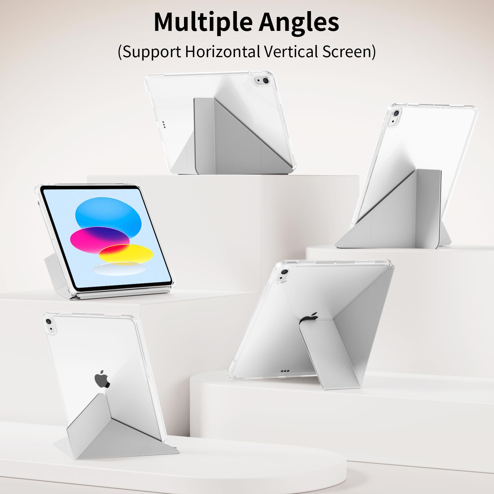 Husa tableta, pentru Redmi Pad Pro 12.1-Inch / Xiaomi POCO Pad 12.1-Inch, Triple Fold in forma de Y Design, Multi unghi, de piele pentru tablete cu slot pentru stilou, Trezire automata / somn，Gri argintiu