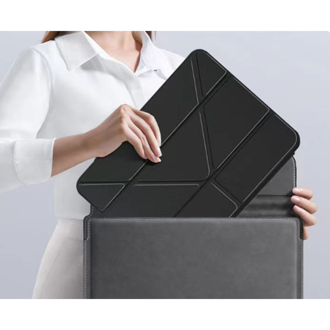 Husă tabletă, neagră, pentru Honor Pad X9, piele, slot pentru stilou, trezire automată/somn