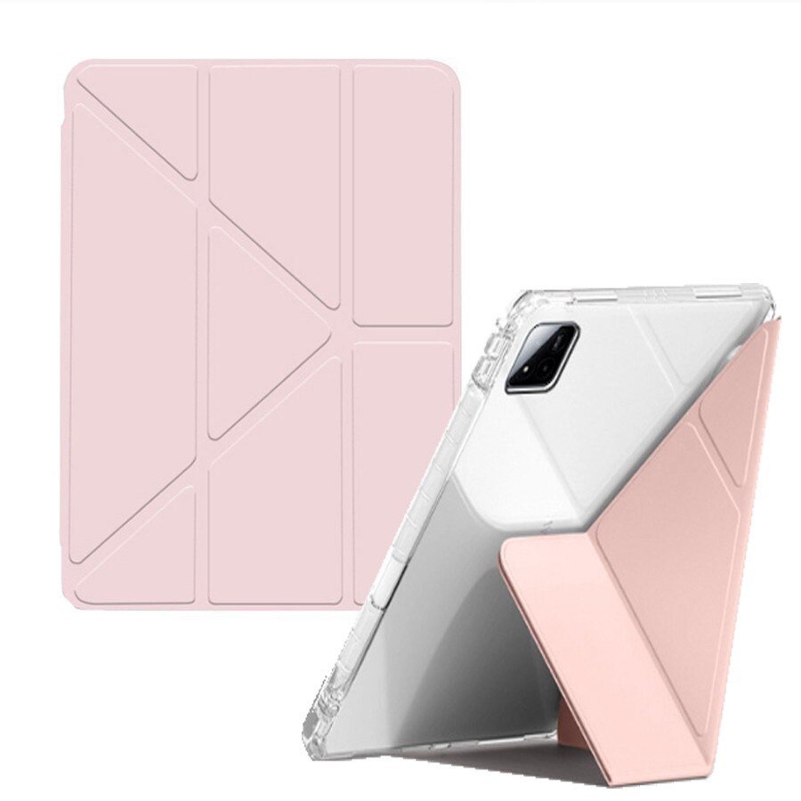 Husa tableta, pentru xiaomi Pad 7/Pad 7 Pro, Triple Fold in forma de Y Design, Multi unghi, de piele pentru tablete cu slot pentru stilou, Trezire automata / somn，Roz cald