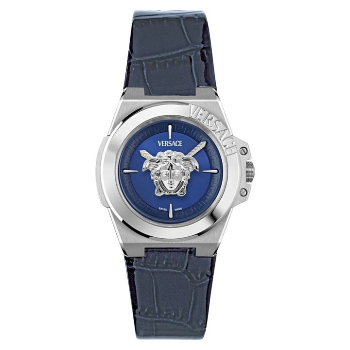 Ceas dama Versace VE8D00124 Hera, 37x12mm, argintiu, curea din piele, rezistent la apa 50m