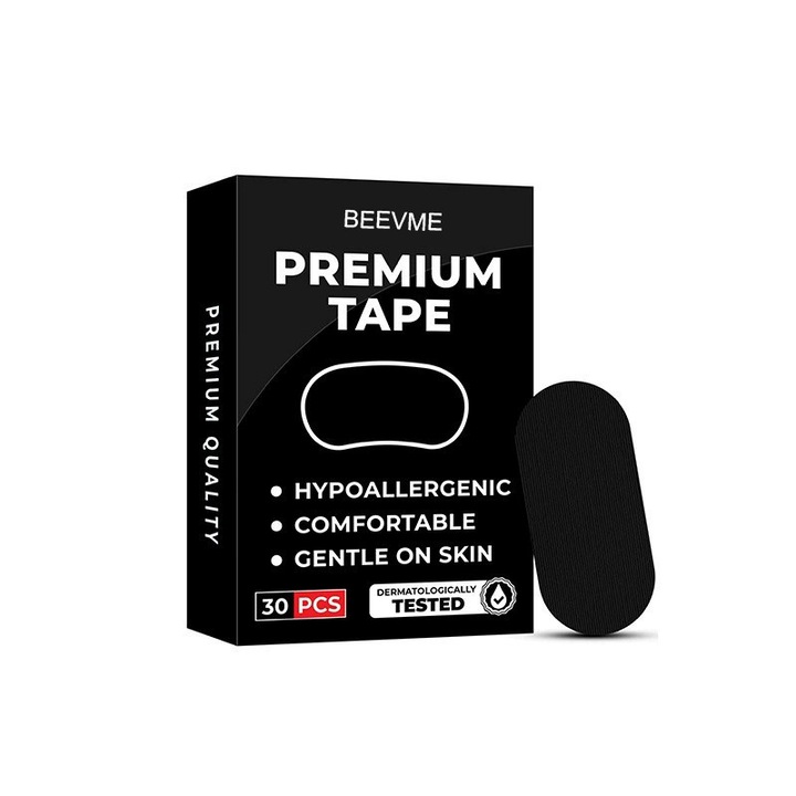 Set 30 Benzi tip Plasture Anti-sforait confortabil Rezistent la umezeala Material Hipoalergenic，Regleaza Tulburarile Respiratorii pentru un Somn Linistit Stimuleaza aportul de Oxigen