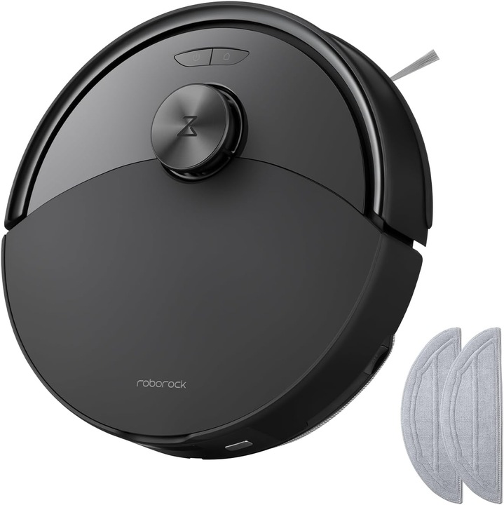 Robot de aspirare Roborock Q10 S5 Kit, Aspiratie HyperForce 10000Pa, Sistem dual anti-incurcare, Mop cu ridicare automata, Evitarea obstacolelor ReactiveTech, Control prin APP, Pentru par de animale si covoare, Negru