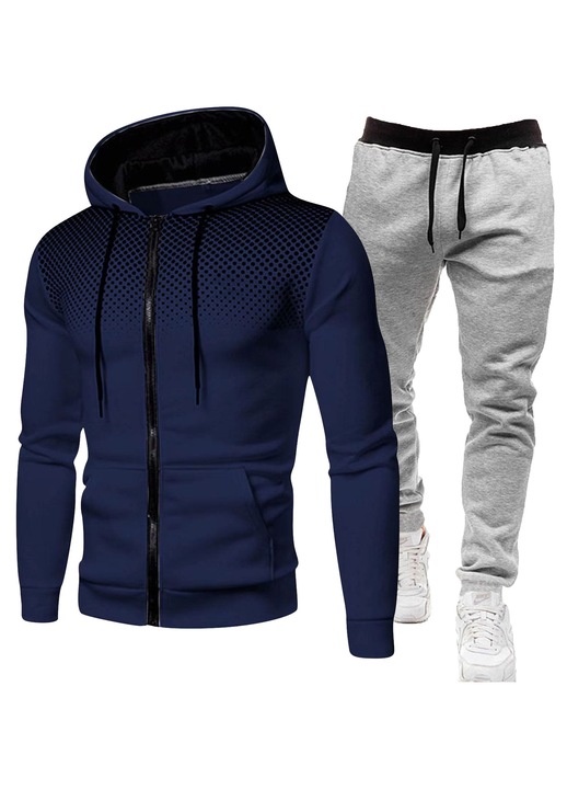 Set hanorac si pantaloni de trening, bleumarin/gri deschis, 3XL INTL