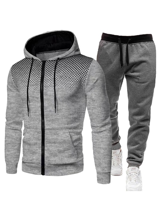 Set hanorac si pantaloni de trening barbati, gridwqfq, Gri deschis/Gri inchis