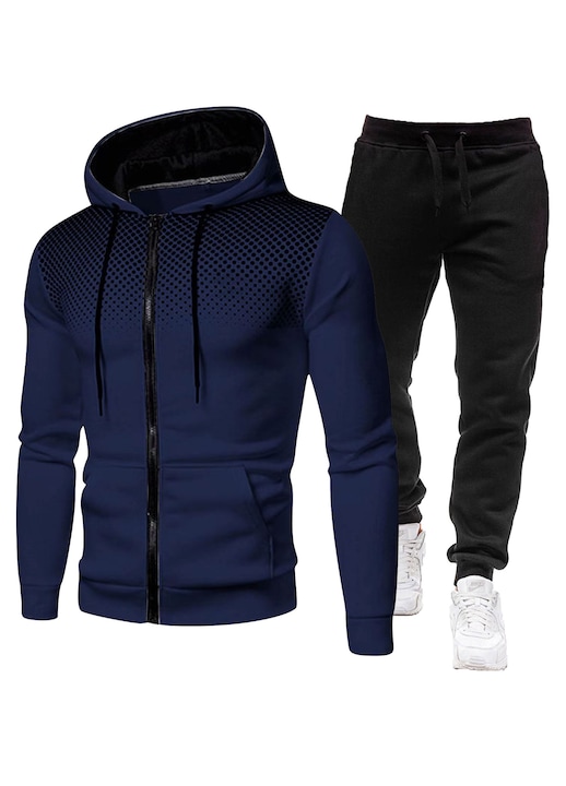 Set hanorac si pantaloni de trening barbati, bleumarin/negru, XL INTL