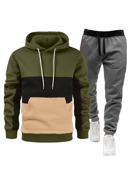 Hanorac si pantaloni de trening pentru barbati, verde/gri inchis