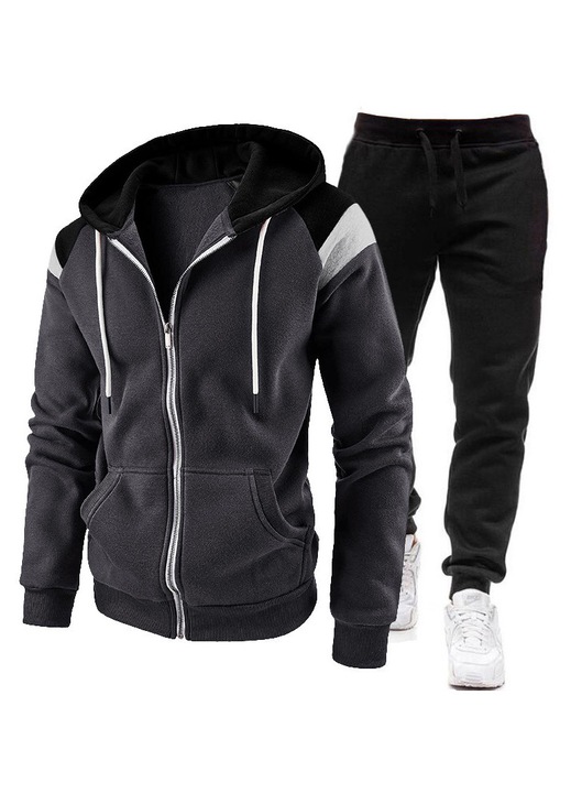 Set hanorac si pantaloni de trening pentru barbati, negru/gri inchis